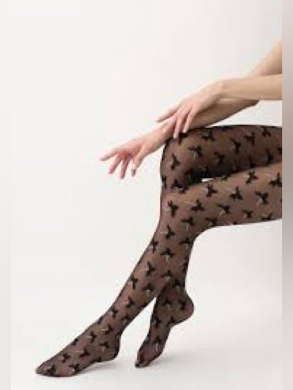 NWT OROBLU Primroses Tights 20 with a Sheer Floral Pattern in Black
Size Medium